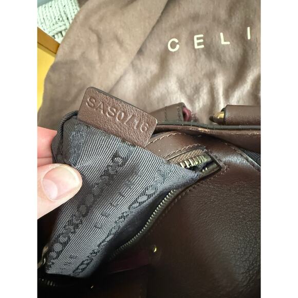 Celine Burgundy Leather and Tweed Handbag - Picture 11 of 11